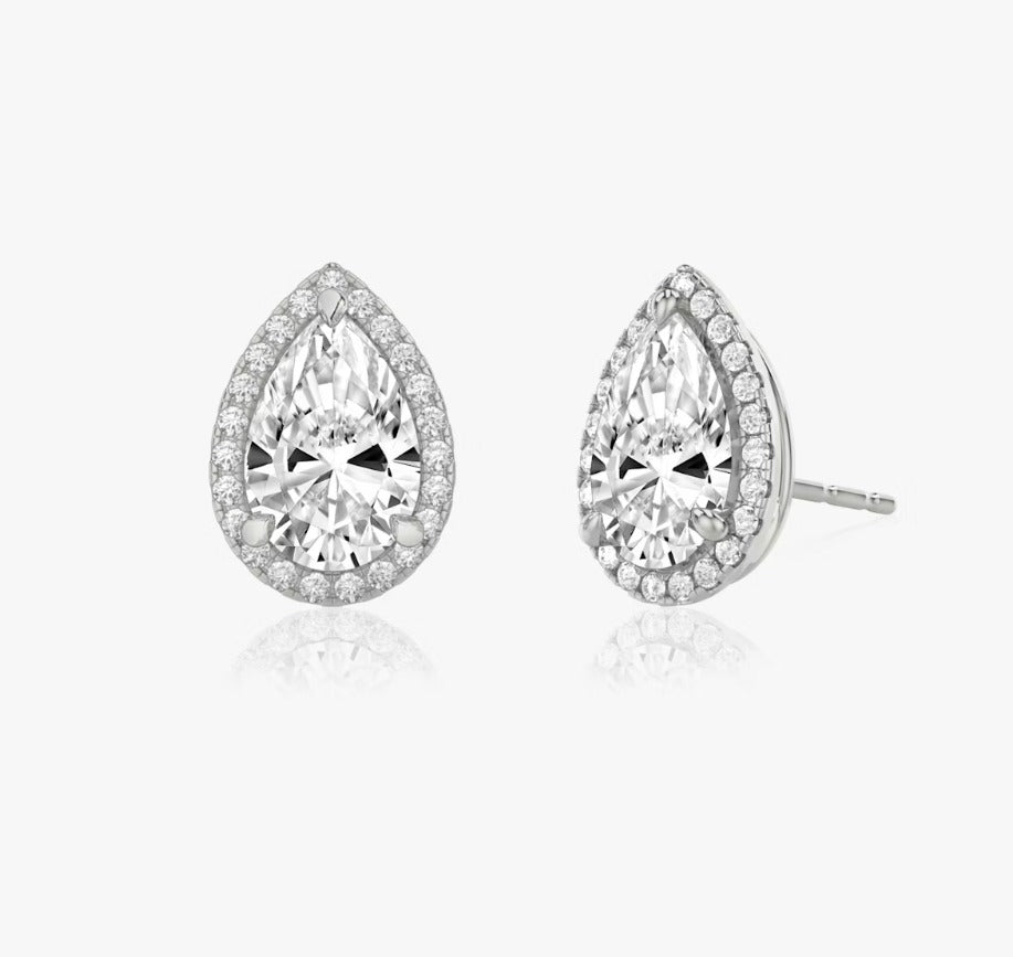 Halo Stud earring pear Diamond